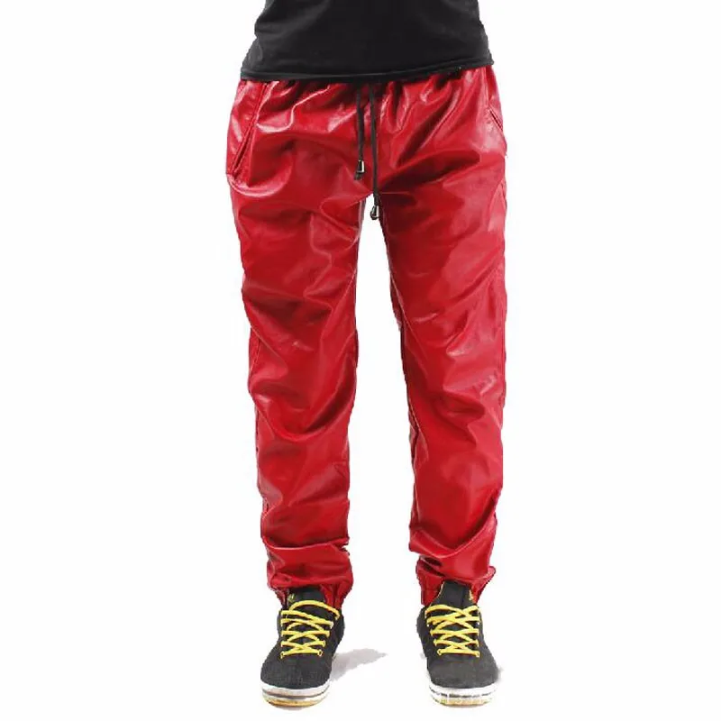 Cool-Hip-Hop-Leather-Sweatpants-Men-Black-RED-Leather-Pants-Sweat-Pants-Trackpants-Big-Size-28