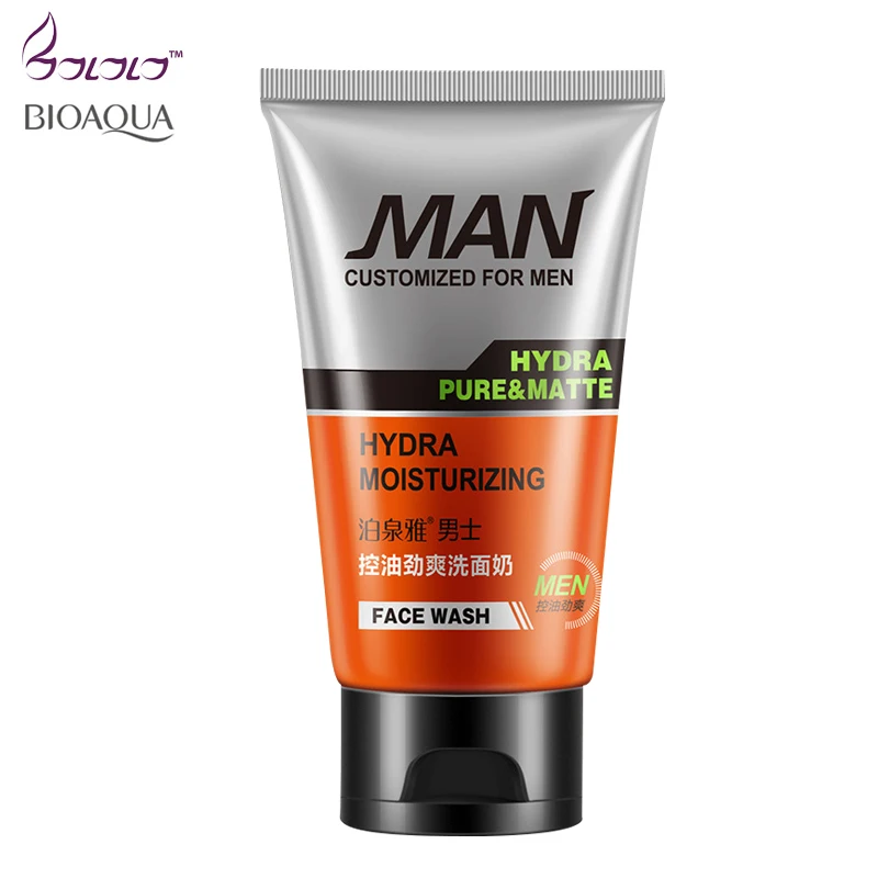 

Bioaqua brand Men oil-control moisturizing Acne blackhead pore remove facial cleanser Men cool deep cleaning face wash skin care