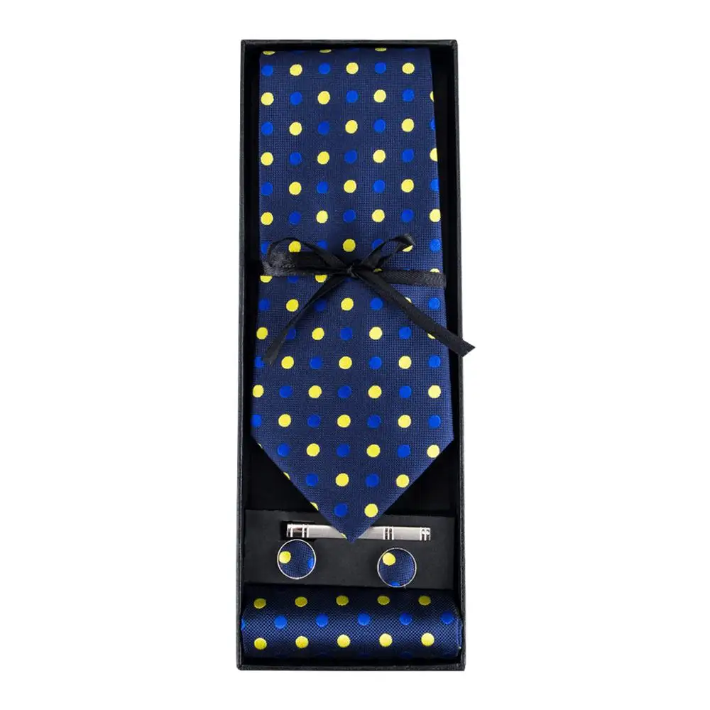 Gb-1446 Барри. ван в горошек в морском стиле галстук набор и подарочной коробке жаккардовые Шелковый платок запонки Галстуки для Для мужчин