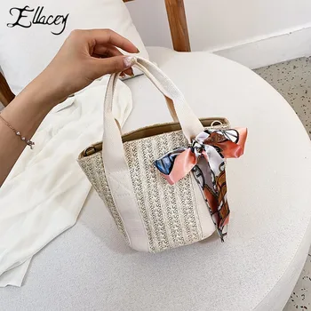

Scarf Shell Shaped Handmade Knitting Straw Bag Ladies Shoulder Crossbody Bag Southeast Asia Summer Beach Holiday Tote Bag