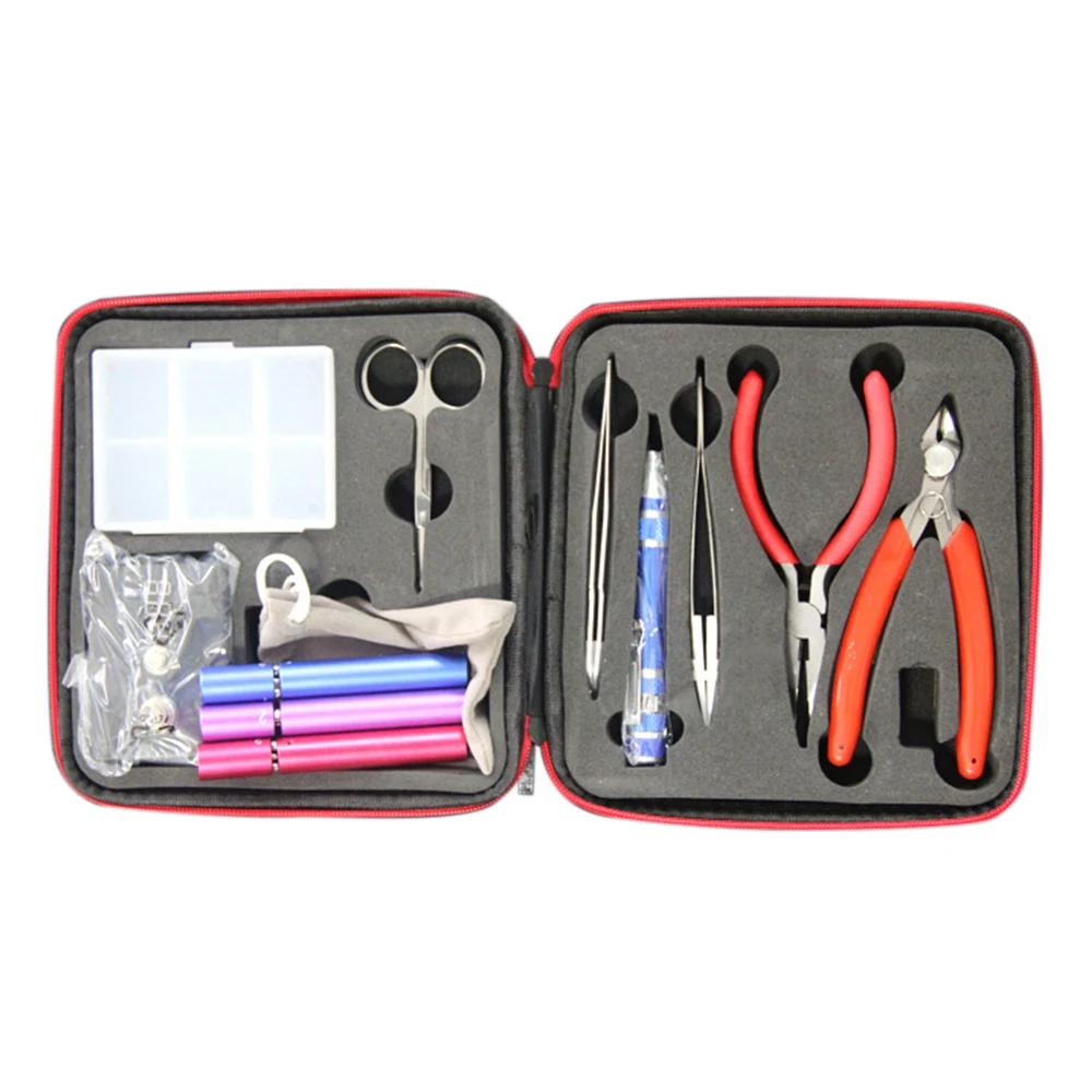 

Electronic Cigarette Coil Jig Kits DIY Hand Tool Kit With Plastic Toolbox Wire Cutter Needle-nose Pliers Ceramic/Elbow Tweezer