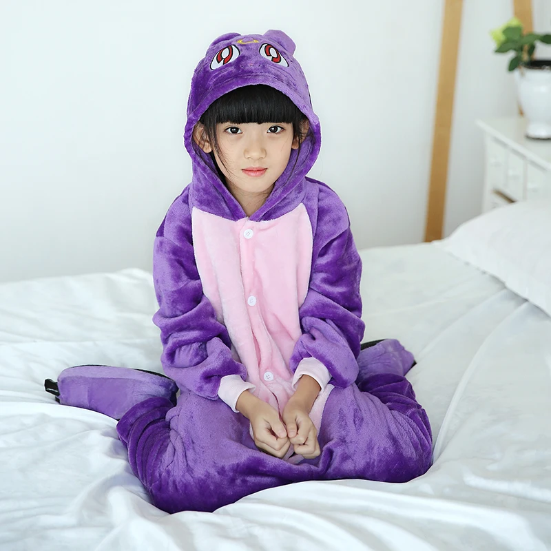 Christmas Kids Pajama Sets Pijamas Kids Winter Animal Cartoon Cat Onesie Buttercup Hooded sleepwear Children Boys Girls Pyjama