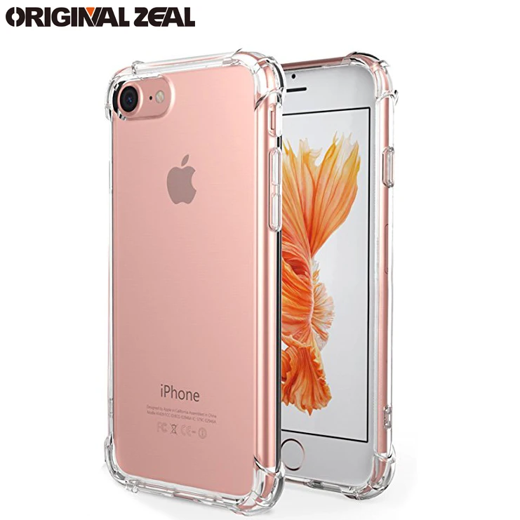 Для iPhone 6s 6plus 7Plus 8Plus прозрачный чехол противоударный мягкий ТПУ угловой защитный