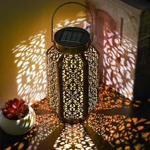 Горячий Солнечный фонарь полый резной подвесной яркий фонарь с ручкой домашний декор LSK99