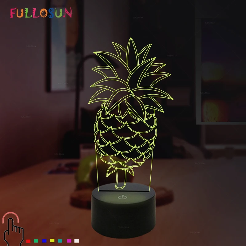 FULLOSUN креативная 3D иллюзия визуальная настольная лампа ананас светодиодная