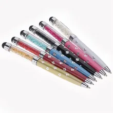 2-в-1 очаровательный со стразами емкостный Сенсорный экран ручка Шариковая стилус цветочный ручка