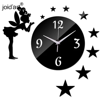 

new 3d best wall clock living room acrylic Stickers home decoration diy mirror clocks fairy children's novelty watch deocr