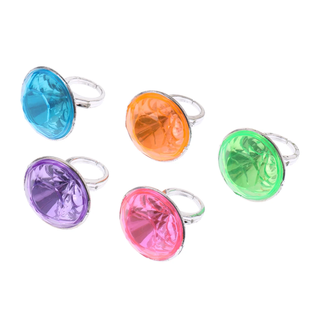 5pcs Plastic Diamond Rings Prizes for Classroom Teacher, Pinata Filler Toy
