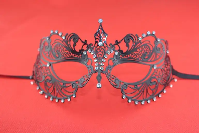 Классические пирсинг металлические венецианские маски Блестящий горный хрусталь Карнавальная маска мяч лучший подарок для девочек SD249