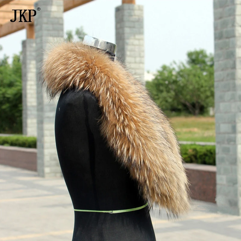 Natural Fur Collar Real raccoon fur fox collar natural Genuine Big Raccoon Jacket Fur  scarf warp shawl winter neck warmer 5