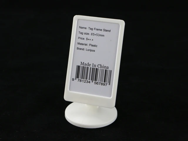 retailing merchandise name card display paper price tag info frame table top name cards