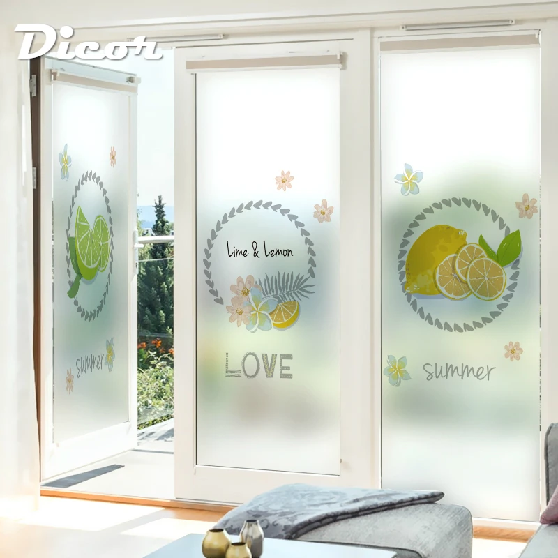 DICOR Lemon Stained Glass Sticker Fruit Flowers DIY Window Decorative