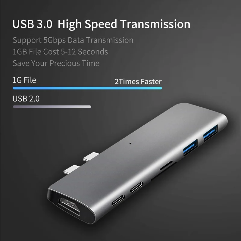 Snowkids USB C док-станция для Macbook Air Зарядное устройство Тип C 2xUSB3. 0 2xusb C HDMI SD TF 7in1 для MacBook Pro Thunderbolt