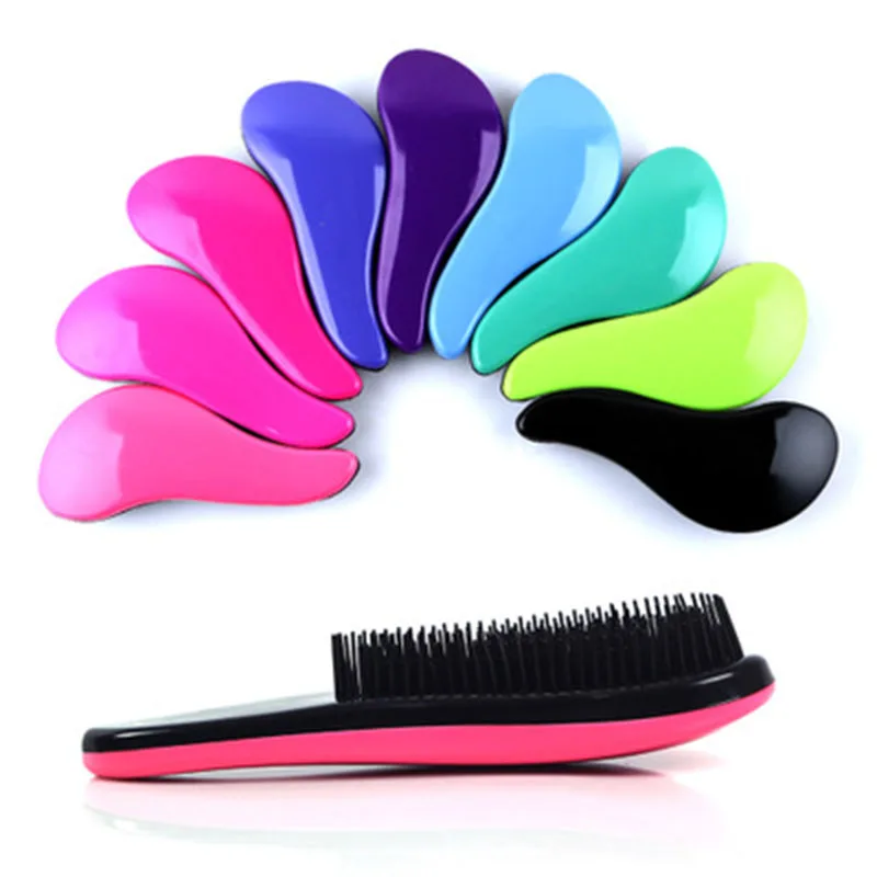 

Magic Handle Detangling Comb Anti-static Hair Brush Salon Styling Shower Electroplate Massage Comb Cute Useful Hair Styling Tool