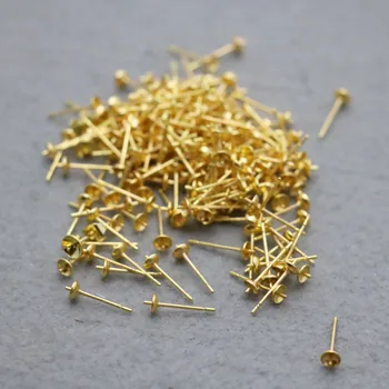 

100PCS Ornaments Hardware Fittings for Accessory Diy Machining metal parts Pins Flat needle Gold-Color Earrings Bracelet 14*4MM