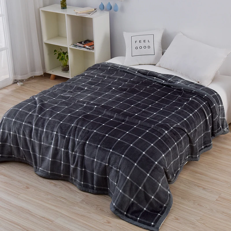

New 2019 Throw Blanket-Super Soft Fleece Blanket Warm Coral Plaid Blankets Adult Travel Flannel Sofa Blankets For Beds 200*230cm