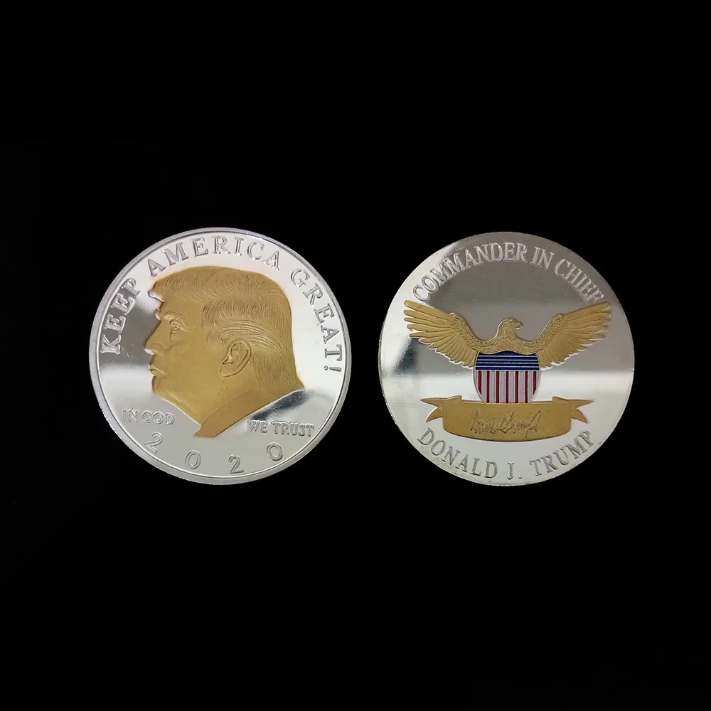 New Silver Plated Gold Plated Two-color Trump Commemorative Coin Gold and Silver Two-color US Trump Collection Gold