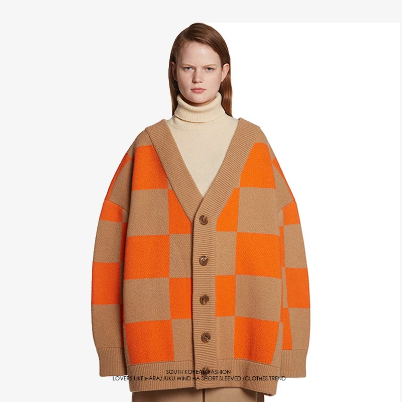 

2018 Cardigan Women Kpop IU Sweater Loose Plaid Befree Knitted Cardigan Tops Femme Brand Casual sueter mujer Poncho Sweater