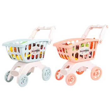 

Kids Mini Simulation Shopping Mall Supermarket Cart Trolley Toy Children Pretend Play House Handcart Toy Gifts for Girls Boys