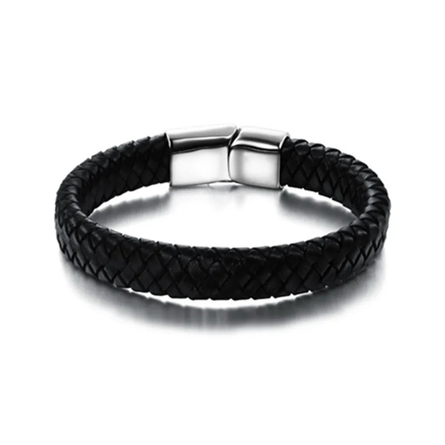 Never Fade 316 Stainless Steel Men Leather Bracelet Jewelry Man Charm ...