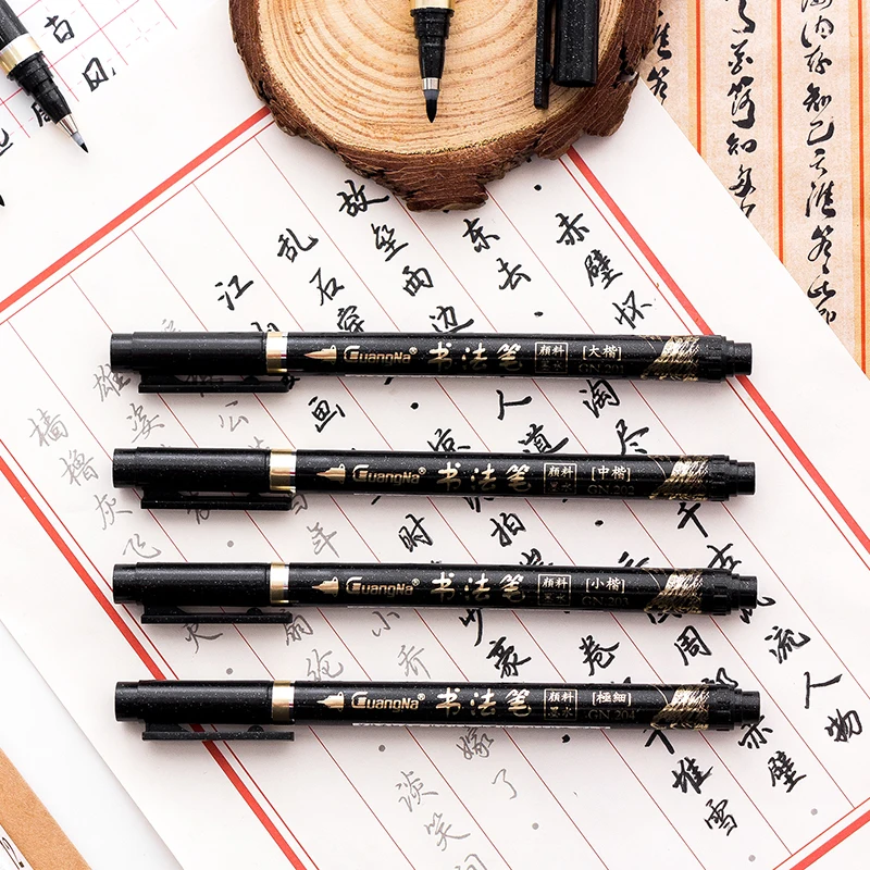 

4 sizes Calligraphy Pen For Signature Chinese Words Learning Japan Material Brush Art Marker Pens Stationery School Supplies