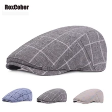 RoxCober мужские женские весенние летние клетчатые береты мягкий хлопок плоский Плющ кепки простая шляпа в стиле Гэтсби козырек Винтаж газетчик кепки регулируемый