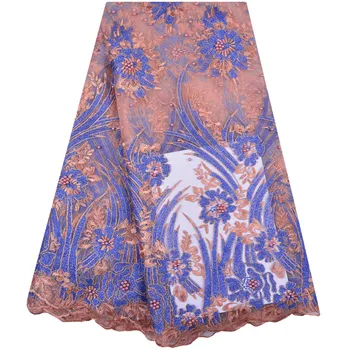 

French Net Lace Fabric 2018 Latest African Lace Fabric With Embroidery Mesh Tulle Lace Fabric High Quality Nigerian Lace 1268