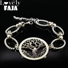 Модные серебряные браслеты-Обручи из нержавеющей стали с кристаллами, цветные браслеты Древо жизни для женщин, ювелирные изделия pulsera B18060