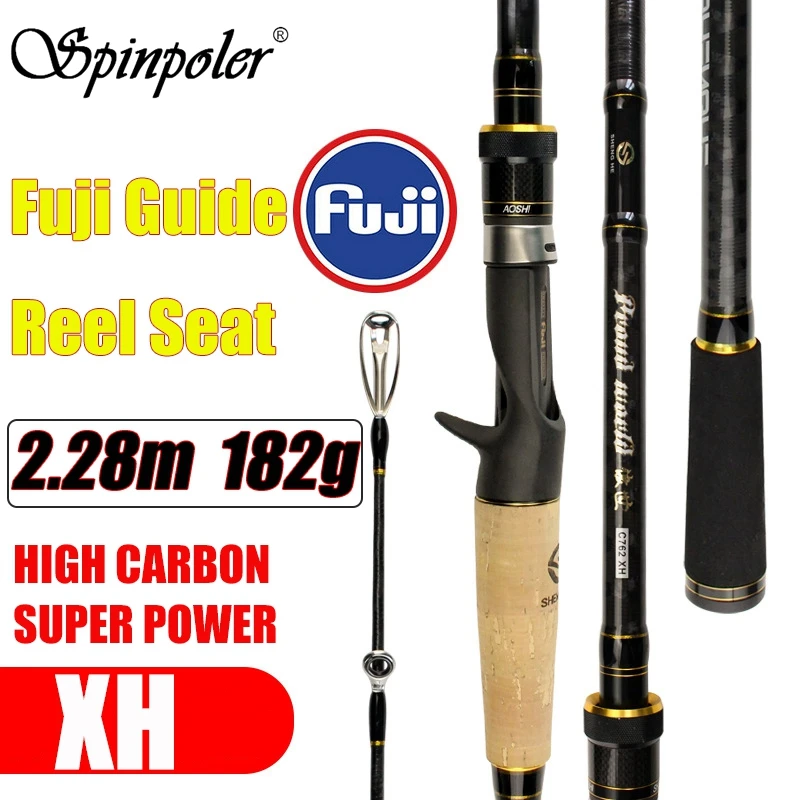 

Spinpoler 2.28m XH Power Bait Casting Fishing Rod Carbon Fiber Fuji Casting Rod 182g Snakehead Pole Surf Rod