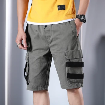 

Summer Loose Zipper Breeches short homme Multi Pocket Harem Male Shorts Casual Cotton Black bermuda Mens Cargo Shorts Plus Size