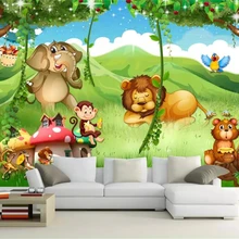 Beibehang пользовательские детский сад фон Настенные обои Фэнтези Жираф Лев животное лес мультфильм детская комната 3d обои