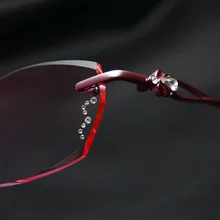 Pure titanium ультралегкие очки без оправы для женщин, бескаркасные очки высокого качества, роскошные стразы по рецепту, оптика 75047