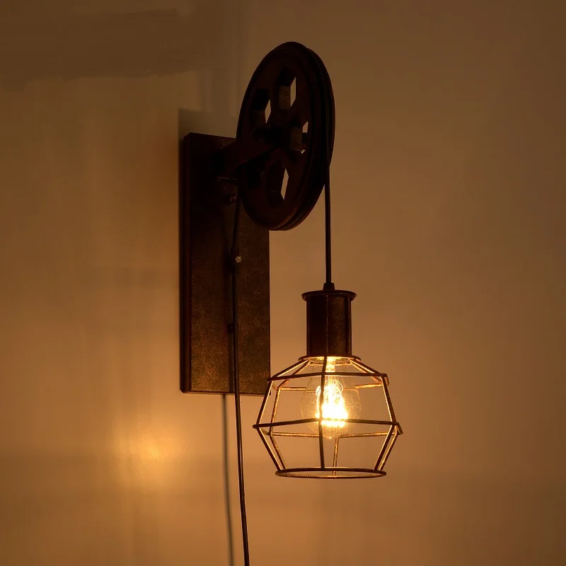 

Grand View Garden loft industrial wind wall lamp wall lamp lifting pulley retro creative personality restaurant wall light GY154