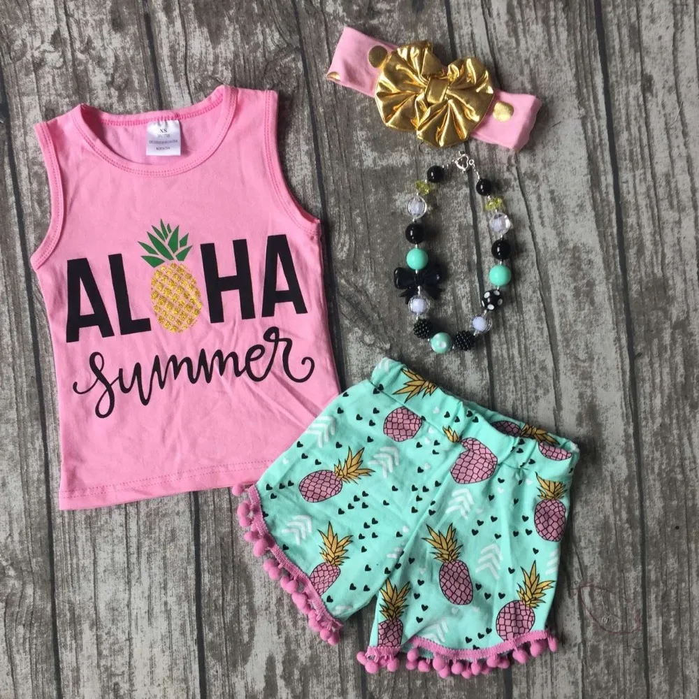 baby Girls Summer clothes girls ALOHA summer pineapple outfits children