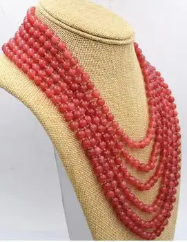 

fine jewelry Charming!6mm red agate Carnelian beads Long Necklace free shipping