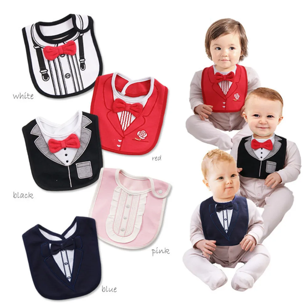Wet Wipes Removable Baby Bibs Waterproof Babys Kids Dinner Feeding Bib Saliva Towel Child Red Bow Tie