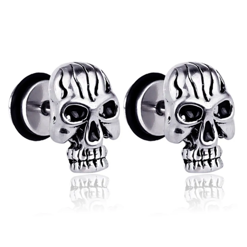 IMIXLOT 2PCS Titanium Steel Skull Fake Ear Plugs Cheater Expanders