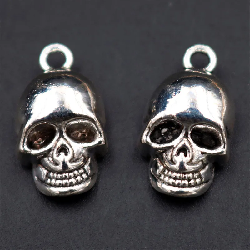 

WKOUD 8pcs Antique Silver 3D Skull Charm Hip Hop Necklace Bracelet DIY Metal Jewelry Alloy Pendant 20*12mm A1376