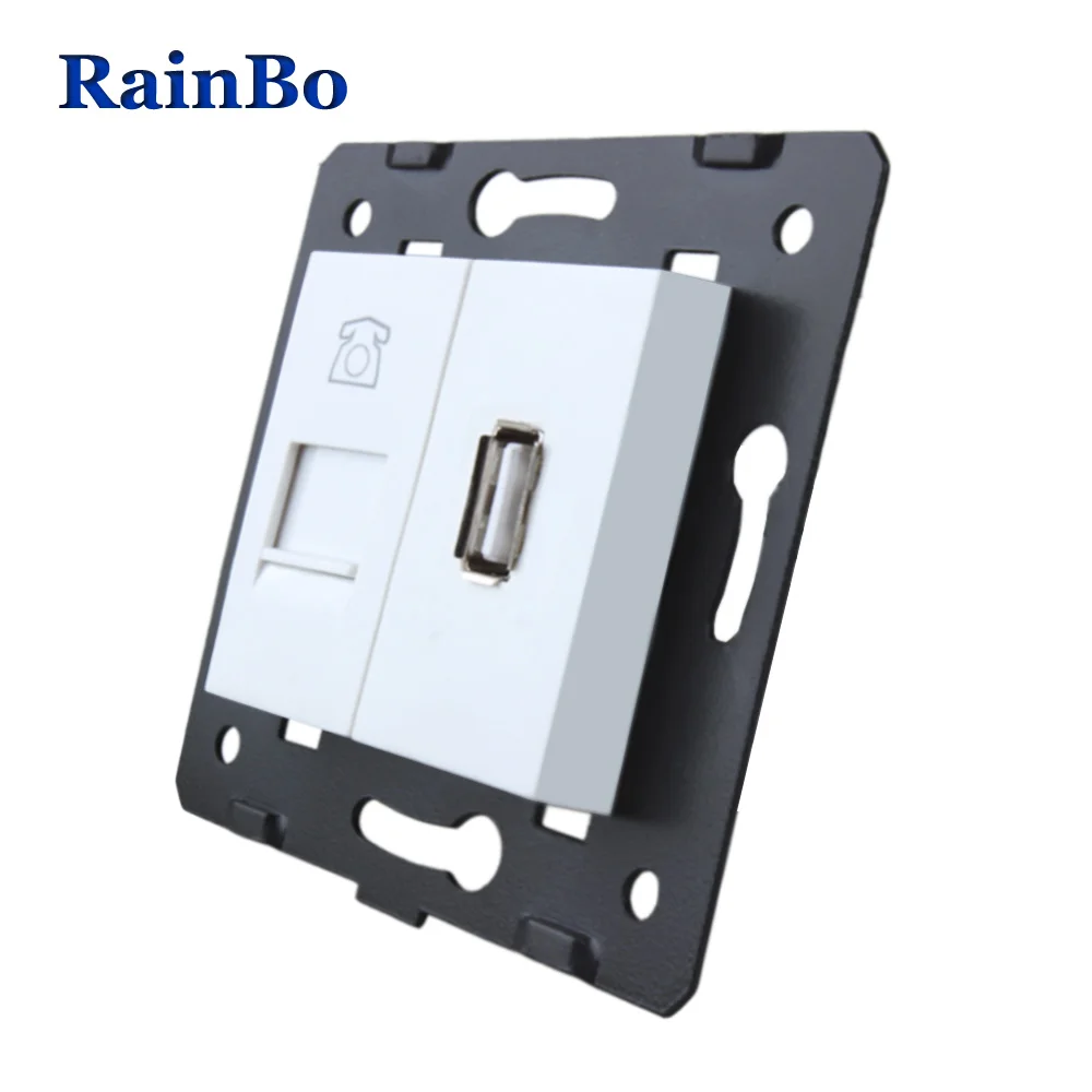 

RainBo Plastic-Materials DIY-Accessory Function-Key For-Phone and-USB socket-EU-Standard A8TPUSW