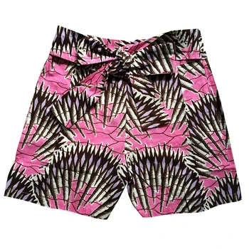 Africa Clothing Print Ankara Women Shorts - Cotton Wax African Print Summer Shorts With Belt