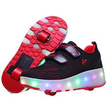 Heelys USB зарядка светодиодный Красочные Дети Мода кроссовки с два колеса роликовые коньки обувь для мальчиков и девочек 04