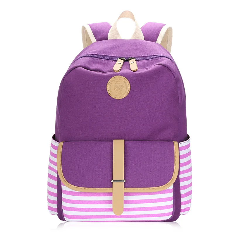 Школьная сумка DIOMO, тканевый рюкзак в полоску, школьные сумки, стильный школьный рюкзак для девочек, дорожные сумки, usb-порт для зарядки - Цвет: Фиолетовый