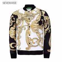 19 Farben Mode 2017 Frühling Mens Tops Baseball Jacken 3D gedruckt Gold Pteris Muster Vintage Mantel Lässig Männer Hip Hop jacke