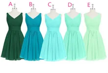 Cheap 2016 Short Party Dress for Wedding Simple Style Custom Made V Neck Summer Bridesmaid Dresses