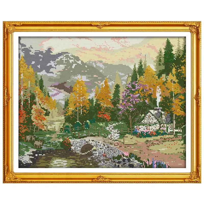 

Autumnal scenery counted DMC 11CT 14CT DIY kit Chinese wholesale Chinese Cross Stitch embroidery needlework Sets home decor