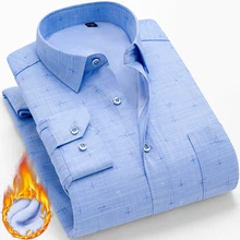 Мужская зимняя Вельветовая плотная теплая Однотонная рубашка с длинным рукавом, мужская рубашка, топы, Повседневная полосатая рубашка для мужчин