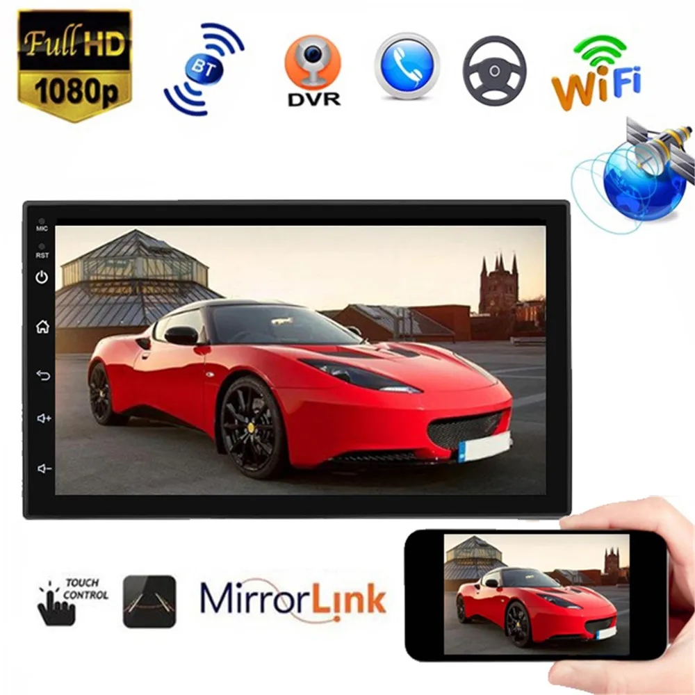 

7" Android 8.1 Car GPS Navigation Bluetooth 2 Din Car Multimedia Player Auto Stereo Radios Player WIFI Mirror Link Backup Camera
