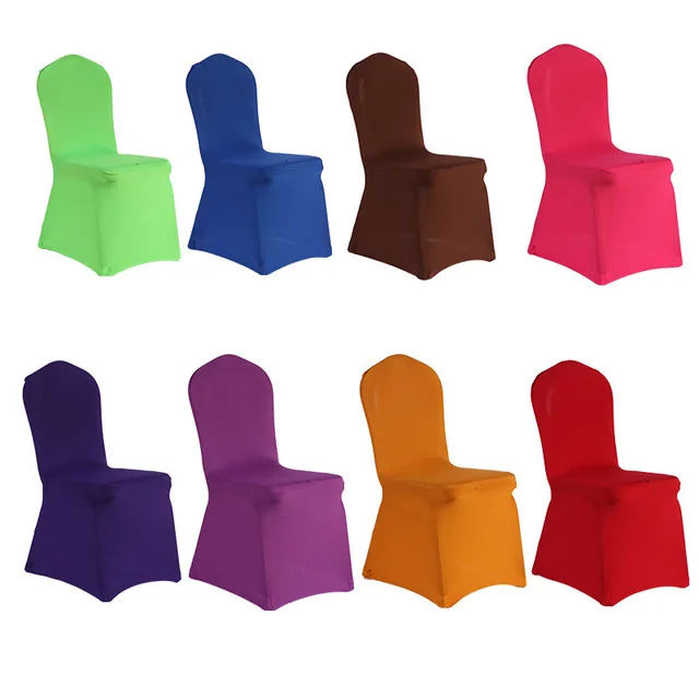 

100PCS/Lot Wholesale Multi Color Universal Stretch Chair Cover Spandex Elastic Lycra Hotel Party Wedding Banquet Chair Covers