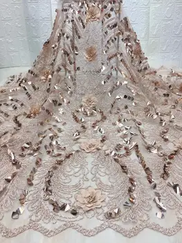 

High quality french tulle lace fabric African sequins net lace glitter fabric with sequins silver and gold for wedding dress