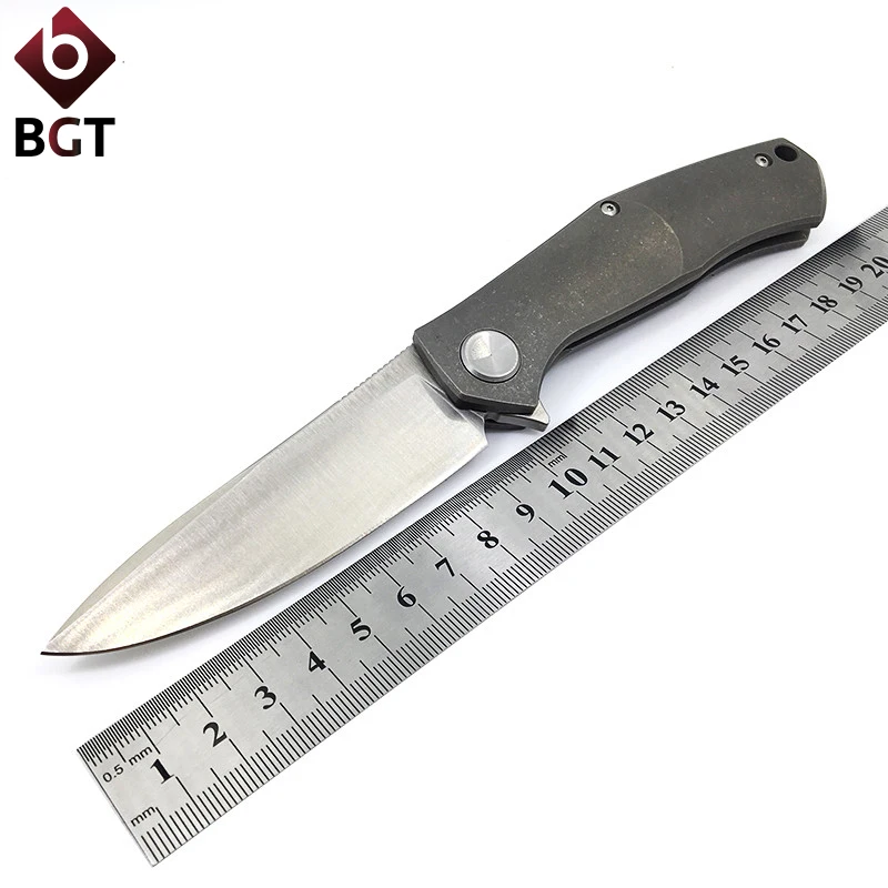 BGT Tactical Folding Knife D2 Blade TC4 Titanium Handle Pocket Combat Hunting Survival Knives Outdoor Camping Rescue EDC Tools